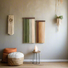 Load image into Gallery viewer, Woodland Drape – Handwoven Dual Panel Macrame Wall Hanging