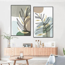 Load image into Gallery viewer, 2 Pcs Set Boho Leaf Abstract Framed Wall Art - Decor Home