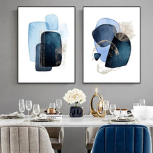Load image into Gallery viewer, 3 Pcs Set Blue Horizon Framed Abstract Canvas Wall Art - Decor Home