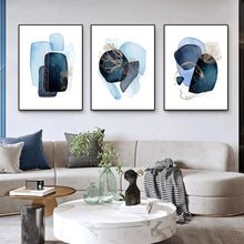 Load image into Gallery viewer, 3 Pcs Set Blue Horizon Framed Abstract Canvas Wall Art - Decor Home