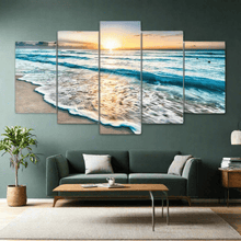 Load image into Gallery viewer, 5 Panels Beach Sunset Framed Canvas Prints - Decor Home