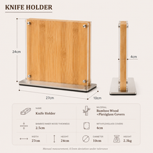 Load image into Gallery viewer, Natural Bamboo Magnetic Knife Block – Double-Sided Knife Holder with Acrylic Panels