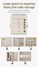 Load image into Gallery viewer, Elegant Rotating PU Leather Jewellery Organizer with 5 Drawers, Side Doors & Mirror