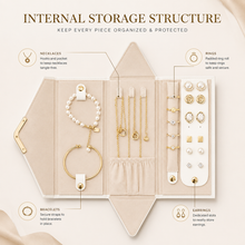 Load image into Gallery viewer, Portable Travel Jewellery Case – Jewellery Organiser Pouch with Necklace, Ring & Earring Storage