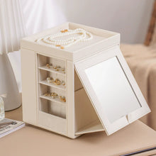 Load image into Gallery viewer, Elegant 360° Rotating Jewellery Box with Mirror – PU Leather Luxe Organizer