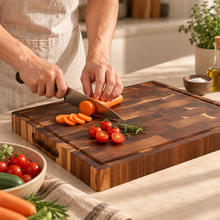 Load image into Gallery viewer, Rustic Acacia Wooden Cutting & Serving Board – Natural Timber Kitchen Décor