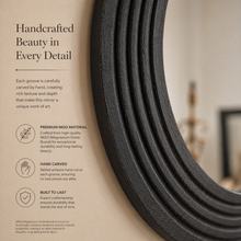 Load image into Gallery viewer, Eclipse Ridge Round Mirror – Large Decorative Black Wall Mirror