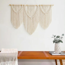 Load image into Gallery viewer, Luna Cascade – Triple Panel Macrame Wall Tapestry