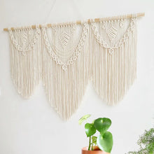 Load image into Gallery viewer, Luna Cascade – Triple Panel Macrame Wall Tapestry