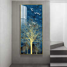 Load image into Gallery viewer, GleamingWoodland: Golden Trees Glass Framed Wall Art - Decor Home