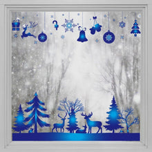 Load image into Gallery viewer, Blue Pine Trees & Deer Christmas Window Stickers - Decor Home