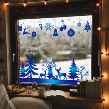 Load image into Gallery viewer, Blue Pine Trees & Deer Christmas Window Stickers - Decor Home