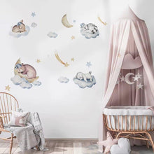 Load image into Gallery viewer, Cloudy Cuddles Animals Wall Stickers - Decor Home