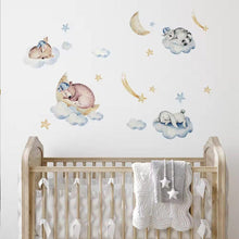 Load image into Gallery viewer, Cloudy Cuddles Animals Wall Stickers - Decor Home