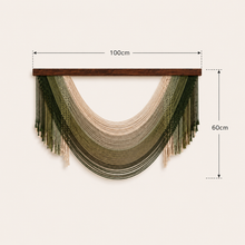 Load image into Gallery viewer, Olive & Cream Macramé Wall Hanging – Large Handwoven Cotton Wall Décor (100cm x 60cm)