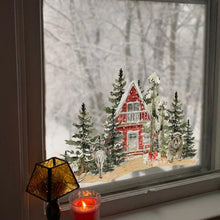 Load image into Gallery viewer, Red House & Fir Tree Double-Sided Static Cling Window Film Christmas Stickers - Decor Home