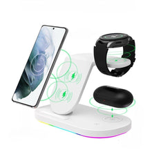 Load image into Gallery viewer, 3 in 1 Wireless Charger Stand For Samsung Phone Galaxy Watch Buds iPhone Apple AirPods - Decor Home