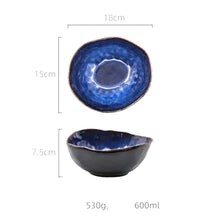 Load image into Gallery viewer, 4 Pcs Handmade Blue Dinner Bowl Set (18cm) - Decor Home