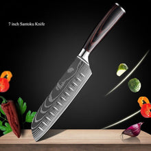 Load image into Gallery viewer, 8 Pcs High Carbon Stainless Steel Damascus Pakka Wood Handles Knife Set - Decor Home
