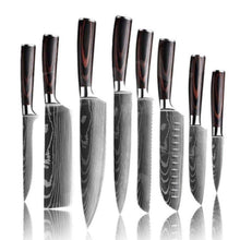 Load image into Gallery viewer, 8 Pcs High Carbon Stainless Steel Damascus Pakka Wood Handles Knife Set - Decor Home