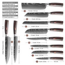 Load image into Gallery viewer, 8 Pcs High Carbon Stainless Steel Damascus Pakka Wood Handles Knife Set - Decor Home