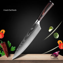 Load image into Gallery viewer, 8 Pcs High Carbon Stainless Steel Damascus Pakka Wood Handles Knife Set - Decor Home
