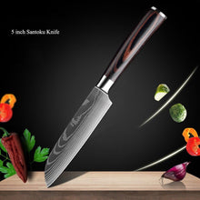Load image into Gallery viewer, 8 Pcs High Carbon Stainless Steel Damascus Pakka Wood Handles Knife Set - Decor Home