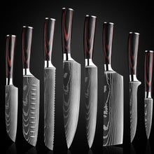 Load image into Gallery viewer, 8 Pcs High Carbon Stainless Steel Damascus Pakka Wood Handles Knife Set - Decor Home
