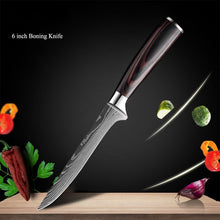 Load image into Gallery viewer, 8 Pcs High Carbon Stainless Steel Damascus Pakka Wood Handles Knife Set - Decor Home