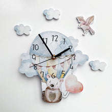 Load image into Gallery viewer, Flying On Hot Air Balloon Kids Room Wall Clock - Decor Home