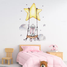 Load image into Gallery viewer, Cute Bears and Bunnies Swinging On The Star and Moon Wall Decals - Decor Home