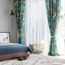 Load image into Gallery viewer, Green Feather Ready Made Curtains - Decor Home
