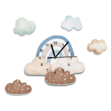 Load image into Gallery viewer, Rainbow In The Clouds Kids Room Wall Clock - Decor Home