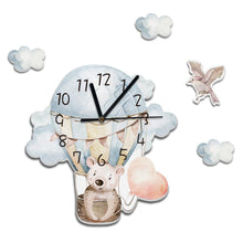 Load image into Gallery viewer, Flying On Hot Air Balloon Kids Room Wall Clock - Decor Home