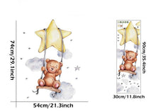 Load image into Gallery viewer, Adorable Bears and Bunnies Swinging On The Star and Moon Wall Stickers - Decor Home