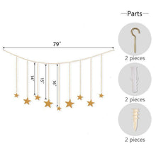 Load image into Gallery viewer, 9 Pcs Wood Gold Star Garland Wall Hanging Set - Decor Home