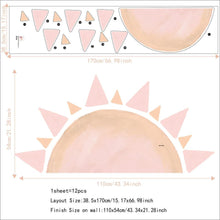 Load image into Gallery viewer, Pink Watercolour Half Sun Removable Wall Sticker - Decor Home