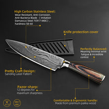 Load image into Gallery viewer, 9 Pcs High Carbon Stainless Steel Damascus Kitchen Knives Set
