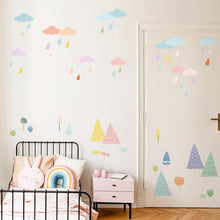 Load image into Gallery viewer, Colorful Cloud, Rain and Trees Wall Decals For Kids - Decor Home