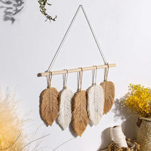 Load image into Gallery viewer, Handmade Boho Leaf Feather Macrame Wall Hanging - Decor Home