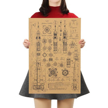 Load image into Gallery viewer, Rocket Design Manuscript Kraft Paper Wall Art Print (50x35cm) - Decor Home