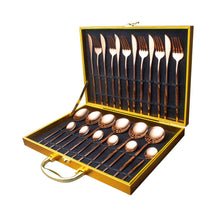 Load image into Gallery viewer, 24 Pcs Matte Finish Rose Gold Cutlery Set Gift Box - Decor Home