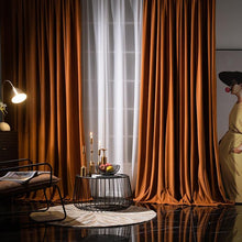 Load image into Gallery viewer, Luxurious Orange Velvet Curtains - Decor Home