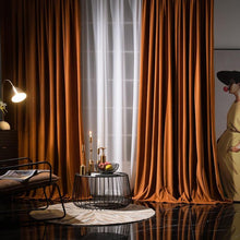 Load image into Gallery viewer, Luxurious Orange Velvet Curtains - Decor Home