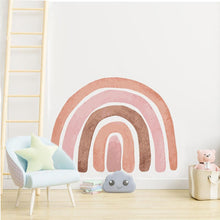 Load image into Gallery viewer, Pink Watercolour Rainbow And Dots Wall Stickers - Decor Home
