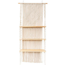 Load image into Gallery viewer, Tripe Plant Hanger Handmade Macrame Wooden Floating Shelf - Decor Home