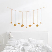 Load image into Gallery viewer, 9 Pcs Wood Gold Star Garland Wall Hanging Set - Decor Home
