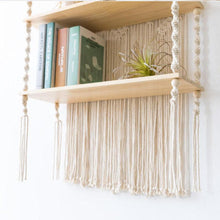 Load image into Gallery viewer, Tripe Plant Hanger Handmade Macrame Wooden Floating Shelf - Decor Home
