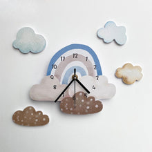 Load image into Gallery viewer, Rainbow In The Clouds Kids Room Wall Clock - Decor Home