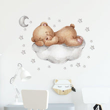 Load image into Gallery viewer, Bear Sleeping On Cloud Wall Stickers - Decor Home